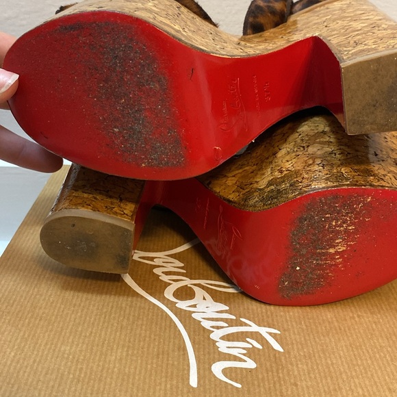 Super dombasle 160 pony leopard heels - red bottoms cork cheetah print -Y2K 37.5 - Picture 5 of 10